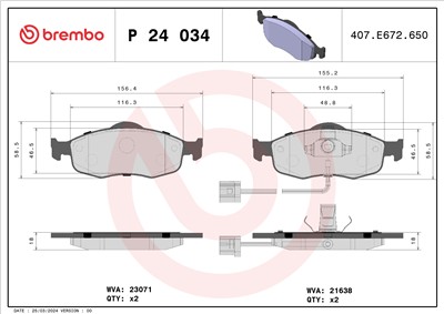 BREMBO P 24 034 Číslo výrobce: 21638. EAN: 8020584052068.