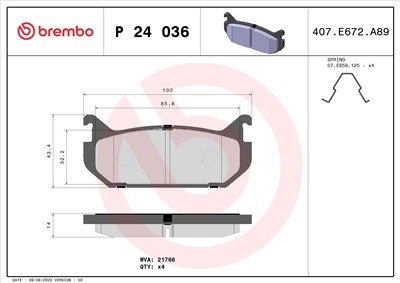 BREMBO P 24 036 Číslo výrobce: 21766. EAN: 8020584052082.
