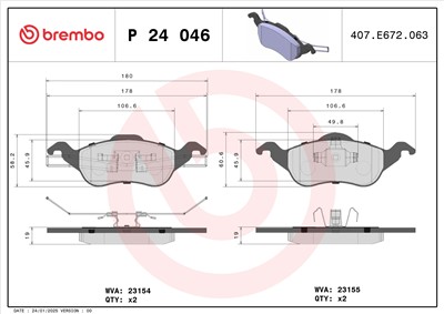 BREMBO P 24 046 Číslo výrobce: 23155. EAN: 8020584052181.