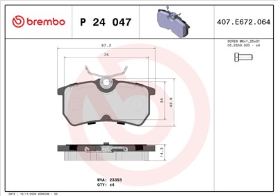 BREMBO P 24 047 Číslo výrobce: 23353. EAN: 8020584052198.