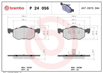 BREMBO P 24 056 Číslo výrobce: 23788. EAN: 8020584052280.