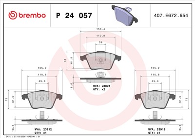 BREMBO P 24 057 Číslo výrobce: 23801. EAN: 8020584052297.