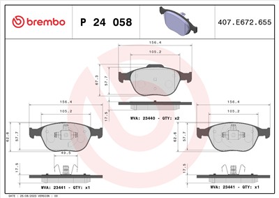 BREMBO P 24 058 Číslo výrobce: 23441. EAN: 8020584052303.