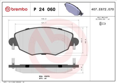 BREMBO P 24 060 Číslo výrobce: 23279. EAN: 8020584052327.
