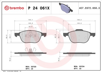 BREMBO P 24 061X Číslo výrobce: 23723. EAN: 8020584068755.