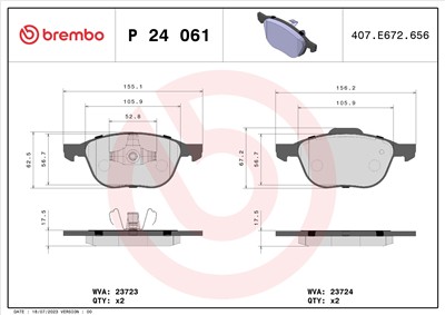 BREMBO P 24 061 Číslo výrobce: 23723. EAN: 8020584052334.