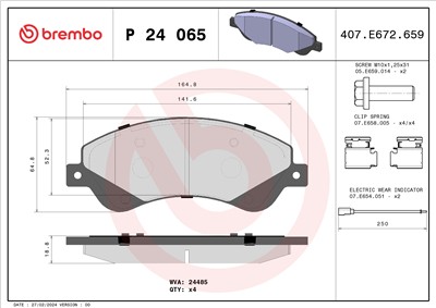 BREMBO P 24 065 Číslo výrobce: 24485. EAN: 8020584059470.