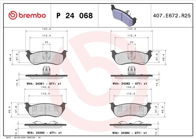 BREMBO P 24 068 Číslo výrobce: 24381. EAN: 8020584059784.