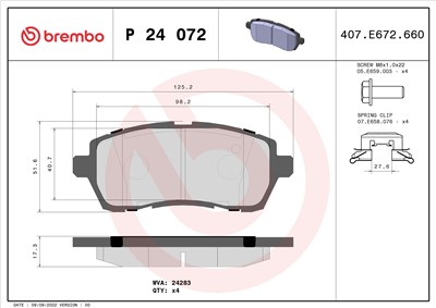 BREMBO P 24 072 Číslo výrobce: 24283. EAN: 8020584060452.