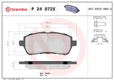 BREMBO P 24 072X Číslo výrobce: 24283. EAN: 8020584068762.