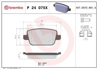 BREMBO P 24 075X Číslo výrobce: 24537. EAN: 8020584068779.