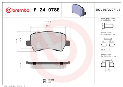 BREMBO P 24 078E Číslo výrobce: 24496. EAN: 8020584129883.