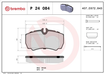 BREMBO P 24 084 Číslo výrobce: 29123. EAN: 8020584090534.