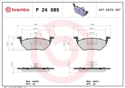 BREMBO P 24 085 Číslo výrobce: 24671. EAN: 8020584090541.