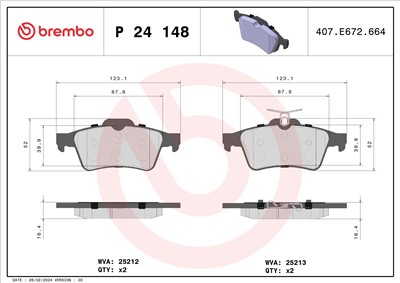 BREMBO P 24 148 Číslo výrobce: 25212. EAN: 8020584103005.