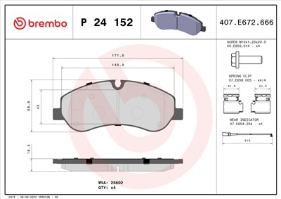BREMBO P 24 152 Číslo výrobce: 25602. EAN: 8020584103043.