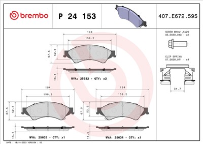 BREMBO P 24 153 Číslo výrobce: 25633. EAN: 8020584103050.
