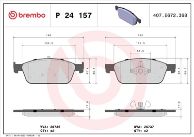 BREMBO P 24 157 Číslo výrobce: 25737. EAN: 8020584109649.
