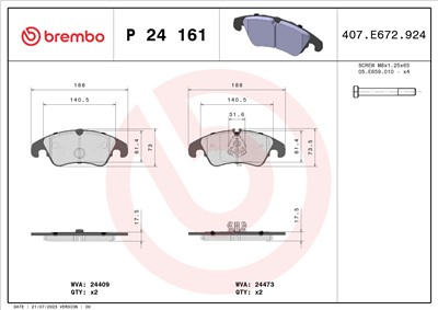 BREMBO P 24 161 Číslo výrobce: 24409. EAN: 8020584110751.