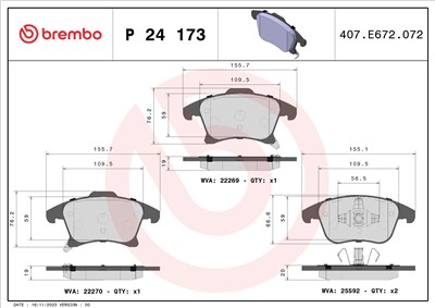 BREMBO P 24 173 Číslo výrobce: 22269. EAN: 8020584084311.