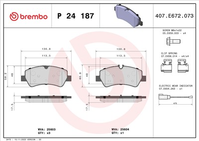 BREMBO P 24 187 Číslo výrobce: 25604. EAN: 8020584084342.