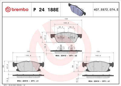 BREMBO P 24 188E Číslo výrobce: 22412. EAN: 8020584129890.