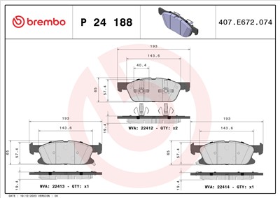 BREMBO P 24 188 Číslo výrobce: 22412. EAN: 8020584084410.