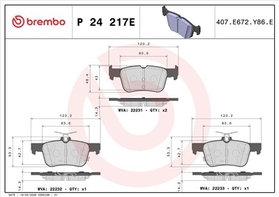BREMBO P 24 217E Číslo výrobce: 22231. EAN: 8020584129906.