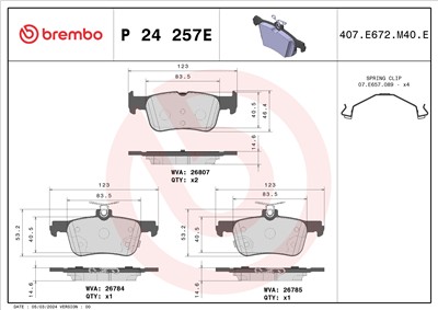 BREMBO P 24 257E Číslo výrobce: D2384 9542. EAN: 8020584122150.