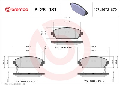 BREMBO P 28 031 Číslo výrobce: 23096. EAN: 8020584052655.