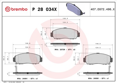 BREMBO P 28 034X Číslo výrobce: 23729. EAN: 8020584068816.