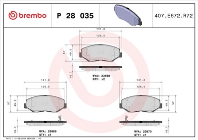 BREMBO P 28 035 Číslo výrobce: 23868. EAN: 8020584052693.