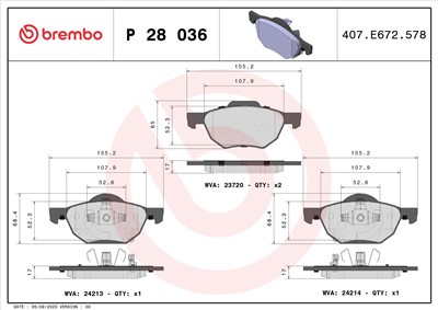 BREMBO P 28 036 Číslo výrobce: 23720. EAN: 8020584052709.
