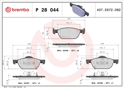BREMBO P 28 044 Číslo výrobce: 24797. EAN: 8020584060575.