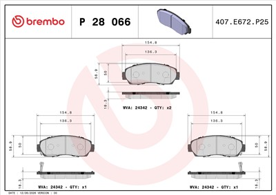 BREMBO P 28 066 Číslo výrobce: 24342. EAN: 8020584087091.