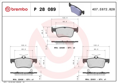 BREMBO P 28 089 Číslo výrobce: 22429. EAN: 8020584084281.