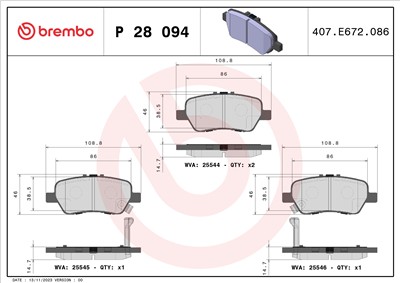 BREMBO P 28 094 Číslo výrobce: 25544. EAN: 8020584113370.