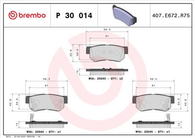 BREMBO P 30 014 Číslo výrobce: 23543. EAN: 8020584052846.