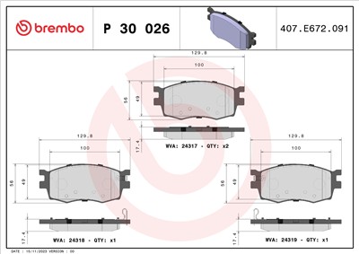 BREMBO P 30 026 Číslo výrobce: 24317. EAN: 8020584060643.