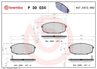 BREMBO P 30 034 Číslo výrobce: 23966. EAN: 8020584060728.