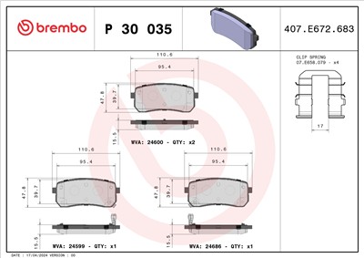 BREMBO P 30 035 Číslo výrobce: 24600. EAN: 8020584060735.