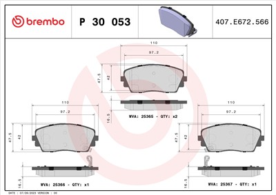 BREMBO P 30 053 Číslo výrobce: 25366. EAN: 8020584103104.