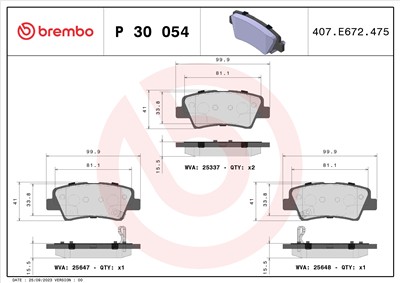 BREMBO P 30 054 Číslo výrobce: 25647. EAN: 8020584103111.