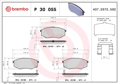 BREMBO P 30 055 Číslo výrobce: 25188. EAN: 8020584083864.