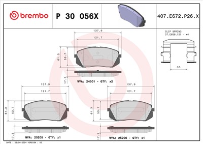 BREMBO P 30 056X Číslo výrobce: 24501. EAN: 8020584068861.
