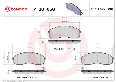BREMBO P 30 058 Číslo výrobce: 24565. EAN: 8020584103159.