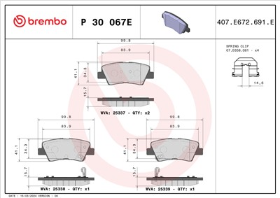 BREMBO P 30 067E Číslo výrobce: 25337. EAN: 8020584123263.