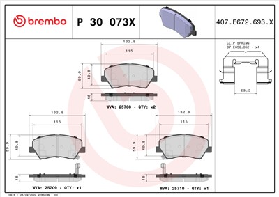 BREMBO P 30 073X Číslo výrobce: 25010. EAN: 8020584068885.
