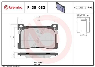 BREMBO P 30 082 Číslo výrobce: 22444. EAN: 8020584084250.