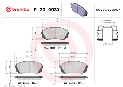 BREMBO P 30 093X Číslo výrobce: 24501. EAN: 8020584121641.